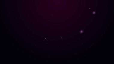 Parlayan neon hattı dondurma ikonu mor arka planda izole edildi. Güzel sembol. 4K Video hareketli grafik canlandırması