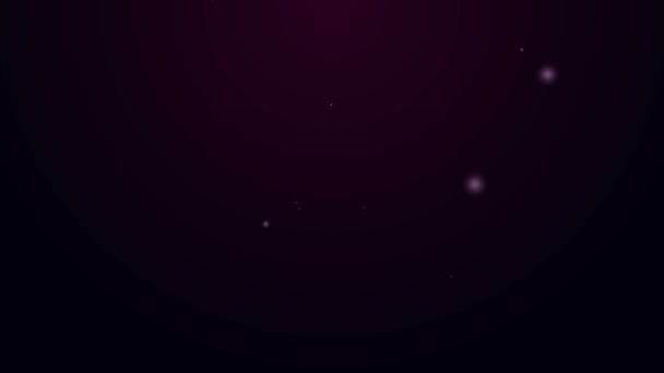 Ligne lumineuse néon Porte-espace sur papier carte en perspective icône isolée sur fond violet. Animation graphique de mouvement vidéo 4K — Video