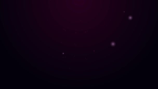 Ligne lumineuse au néon Emplacement sur l'icône du globe isolé sur fond violet. Monde ou signe de la Terre. Animation graphique de mouvement vidéo 4K — Video