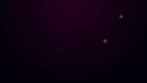 Светящаяся неоновая линия Музыкальная нота, иконка тонуса выделена на фиолетовом фоне. Видеографическая анимация 4K — стоковое видео