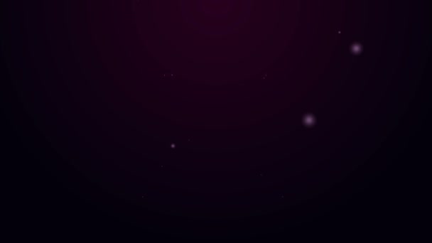 Zářící neonová čára Bubnové tyčinky ikona izolované na fialovém pozadí. Hudební nástroj. Grafická animace pohybu videa 4K — Stock video