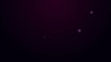 Parlayan neon hattı. Mor arka planda izole edilmiş petrol ve gaz endüstriyel yapı ikonu. 4K Video hareketli grafik canlandırması