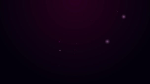 ネオンラインの輝き紫色の背景に単離されたバレル油アイコン。4Kビデオモーショングラフィックアニメーション — ストック動画
