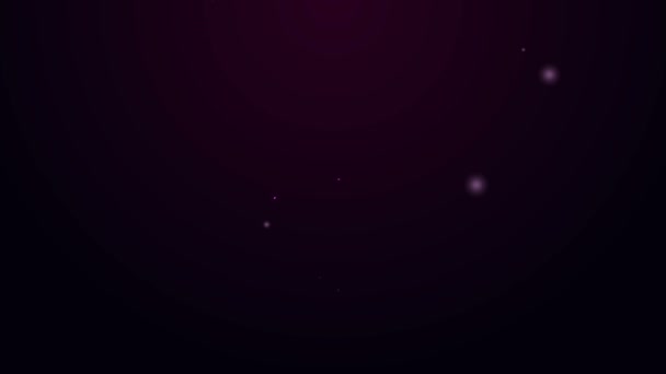 Иконка светящегося неонового дерева выделена на фиолетовом фоне. Символ леса. Видеографическая анимация 4K — стоковое видео