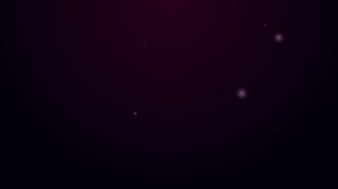 Parlayan neon hattı mantar ikonu mor arkaplanda izole edildi. 4K Video hareketli grafik canlandırması