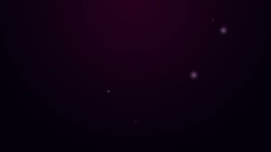 Parlayan neon çizgisi Apple simgesi mor arkaplanda izole edildi. Yaprak sembollü meyve. 4K Video hareketli grafik canlandırması