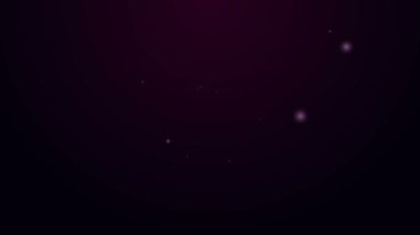 Zarflı parlak neon hattı dizüstü bilgisayar ve açık e- posta ekran simgesi mor arkaplanda izole edildi. E-posta pazarlama, internet reklamcılığı kavramları. 4K Video hareketli grafik canlandırması