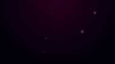 Parlak neon çizgili kova simgesi mor arkaplanda izole edilmiş. 4K Video hareketli grafik canlandırması