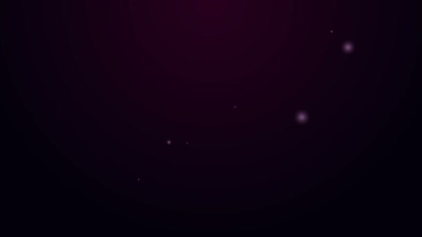 Świecąca neonowa linia Prześlij ikonę skrzynki odbiorczej izolowaną na fioletowym tle. 4K Animacja graficzna ruchu wideo — Wideo stockowe