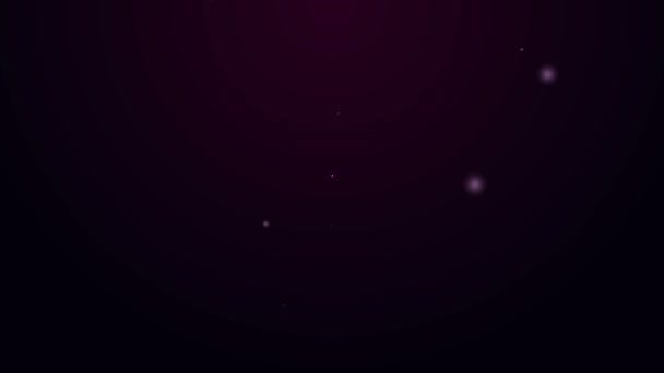 Светящийся неоновая линия трубки с иконкой палитры краски изолированы на фиолетовом фоне. Видеографическая анимация 4K — стоковое видео