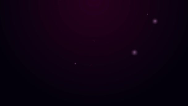 Žhnoucí neonová čára Ikona štětce izolované na fialovém pozadí. Grafická animace pohybu videa 4K — Stock video