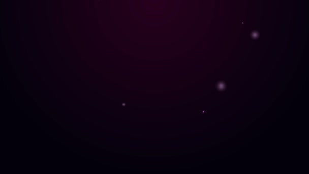Светящаяся неоновая линия Графический значок планшета изолирован на фиолетовом фоне. Видеографическая анимация 4K — стоковое видео
