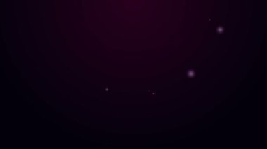 Parlayan neon hattı. İnsan. Mor arka planda izole edilmiş ikon içerisindeki teçhizat. Yapay zeka. Beyin işaretini düşünüyorum. Beynin sembol çalışması. 4K Video hareketli grafik canlandırması