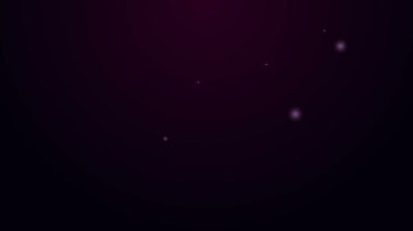 Parlayan neon çizgisi plastik eldiven ikonu mor arka planda izole edilmiş. Lateks el koruması işareti. Ev işi temizlik ekipmanları sembolü. 4K Video hareketli grafik canlandırması