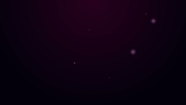 Brillante línea de neón Esposas icono aislado sobre fondo púrpura. Animación gráfica de vídeo 4K — Vídeo de stock