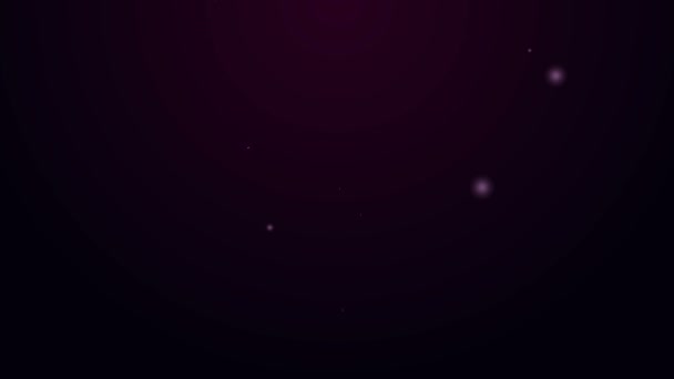 Icono de hongo Psilocybin de línea de neón brillante aislado sobre fondo púrpura. Alucinación psicodélica. Animación gráfica de vídeo 4K — Vídeos de Stock