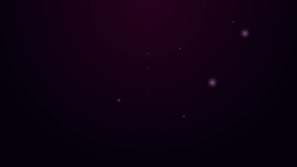 Línea de neón brillante Icono del gabinete de la manguera de fuego aislado sobre fondo púrpura. Animación gráfica de vídeo 4K — Vídeos de Stock