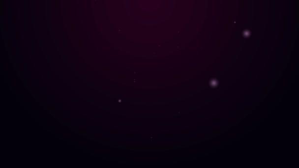 ネオンラインの輝き紫色の背景に隔離された消火器アイコン。4Kビデオモーショングラフィックアニメーション — ストック動画