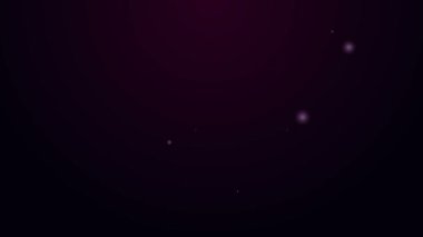 Parlayan neon çizgisi düzlem simgesi mor arkaplanda izole edildi. Uçan uçak ikonu. Uçak tabelası. 4K Video hareketli grafik canlandırması