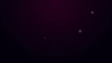 Parlayan neon çizgili helikopter iniş pisti simgesi mor arkaplanda izole edildi. Helikopter pisti, alan, platform, H harfi. 4K Video hareketli grafik canlandırması