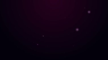 Mor arkaplanda izole edilmiş ışık ikonu olan parlak neon makyaj aynası. 4K Video hareketli grafik canlandırması