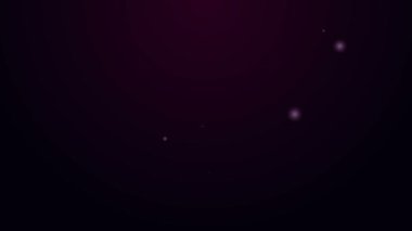 Pembe zemin üzerinde izole edilmiş kurdele ikonu olan kalp şeklinde parlayan neon çizgisi Balon. Sevgililer Günü. 4K Video hareketli grafik canlandırması