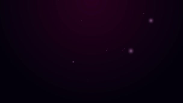 Lumineux néon ligne Parachute icône isolée sur fond violet. Animation graphique de mouvement vidéo 4K — Video