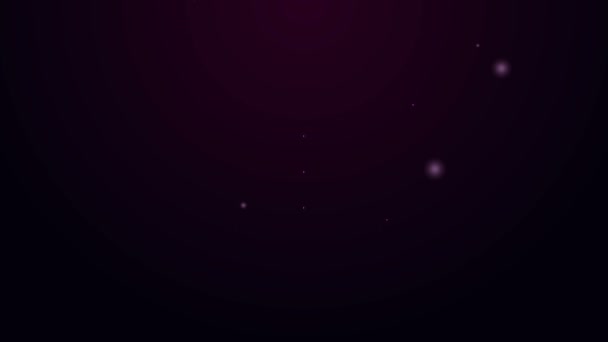Светящийся неоновая линия Сундук ящиков значок изолирован на фиолетовом фоне. Видеографическая анимация 4K — стоковое видео