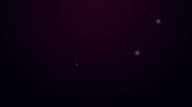 Parlayan neon hattı hareket sensörü simgesi mor arkaplanda izole edildi. 4K Video hareketli grafik canlandırması