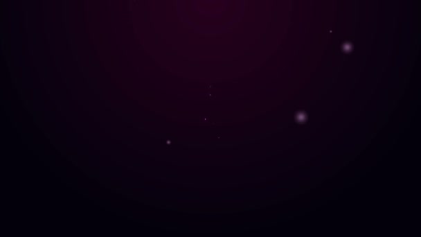 Ligne lumineuse néon Icône en verre grossissant isolé sur fond violet. Recherche, mise au point, zoom, symbole d'entreprise. Animation graphique de mouvement vidéo 4K — Video