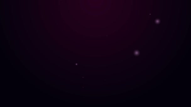 Icona luminosa al neon linea Bullet isolato su sfondo viola. Animazione grafica 4K Video motion — Video Stock