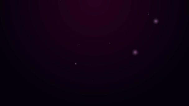 Linea fluorescente Gelato in cialda icona cono isolato su sfondo viola. Dolce simbolo. Animazione grafica 4K Video motion — Video Stock