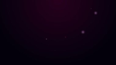 Parlayan neon hattı dondurma ikonu mor arka planda izole edildi. Güzel sembol. 4K Video hareketli grafik canlandırması