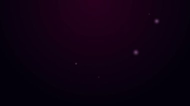 Glowing neon line Dildo vibrator for sex games icon isolated on purple background. Sex toy for adult. Vaginal exercise machines for intimate. 4K Video motion graphic animation