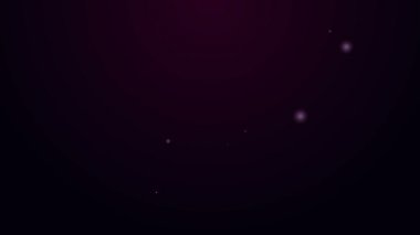 Parlayan neon hattı kondom güvenli seks ikonu mor arka planda izole edildi. Güvenli aşk sembolü. Erkekler için doğum kontrol yöntemi. 4K Video hareketli grafik canlandırması