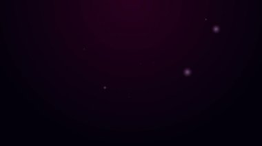Parlayan neon çizgili kadın iç çamaşırı ikonu mor arka planda izole edilmiş. Kız iç çamaşırı. Bayan iç çamaşırı. 4K Video hareketli grafik canlandırması