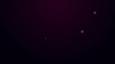 Glowing neon line Dildo vibrator for sex games icon isolated on purple background. Sex toy for adult. Vaginal exercise machines for intimate. 4K Video motion graphic animation