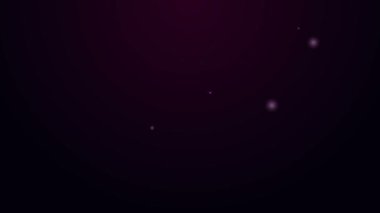 Parlayan neon hattı Retro TV simgesi mor arkaplanda izole edildi. Televizyon tabelası. 4K Video hareketli grafik canlandırması