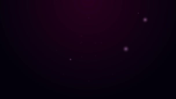 Brillante línea de neón Viento rosa icono aislado sobre fondo púrpura. Icono de brújula para viajar. Diseño de navegación. Animación gráfica de vídeo 4K — Vídeo de stock