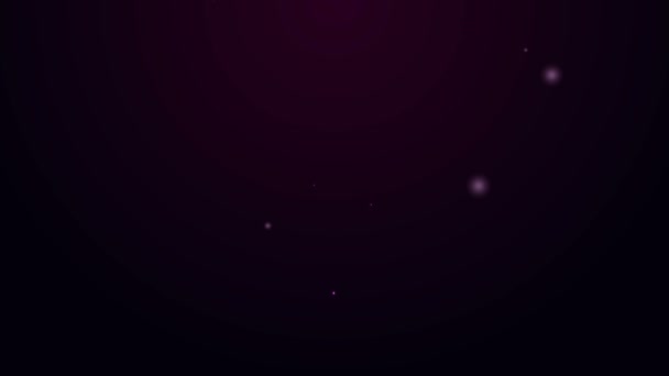 Lumineux néon ligne 5d icône de réalité virtuelle isolé sur fond violet. Grand logo tridimensionnel. Animation graphique de mouvement vidéo 4K — Video