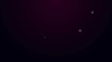 Parlayan neon hattı. Kırık yumurta ikonu mor arka planda izole edilmiş. Mutlu Paskalyalar. 4K Video hareketli grafik canlandırması