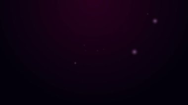 Mor zemin üzerinde Mutlu Paskalya ikonu olan parlak neon çizgili tebrik kartı. Kutlama için davetiye ya da tebrik kartı şablonu. 4K Video hareketli grafik canlandırması