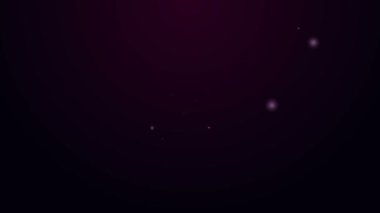 Mor arka planda izole edilmiş vites makinesi ikonunda parlayan neon çizgisi Yaprak bitki ekolojisi. Çevre dostu teknoloji. Dünya Çevre Günü etiketi. 4K Video hareketli grafik canlandırması