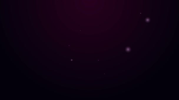 Светящаяся неоновая линия Иконка Пасхального яйца выделена на фиолетовом фоне. Счастливой Пасхи. Видеографическая анимация 4K — стоковое видео