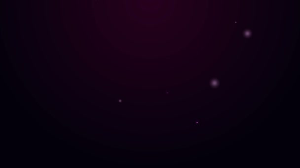 Светящаяся неоновая линия Значок электрической розетки выделен на фиолетовом фоне. Розетка. Символ Розетты. Видеографическая анимация 4K — стоковое видео