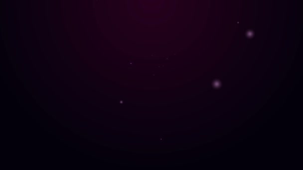 Świecąca neonowa linia Ludzka głowa z liściem wewnątrz ikony odizolowana na fioletowym tle. 4K Animacja graficzna ruchu wideo — Wideo stockowe