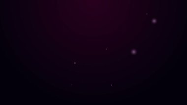 Parlayan neon çizgisi çapraz cetvel simgesi mor arkaplanda izole edildi. Düz sembol. 4K Video hareketli grafik canlandırması