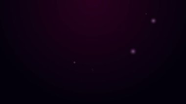 Parlayan neon çizgisi kürek simgesi mor arkaplanda izole edildi. Bahçe aletleri. Bahçecilik, tarım, çiftçilik aleti. 4K Video hareketli grafik canlandırması