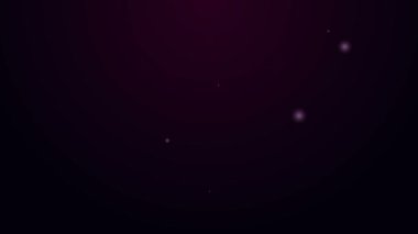Parlayan neon çizgisi. Mor arkaplanda izole edilmiş çekiç simgesi. Tamir için bir araç. 4K Video hareketli grafik canlandırması
