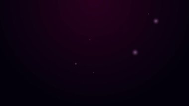 Parlayan neon çizgisi ikonu mor arkaplanda izole edildi. Çarklı teçhizat ayarları. İşçi sembolü. 4K Video hareketli grafik canlandırması